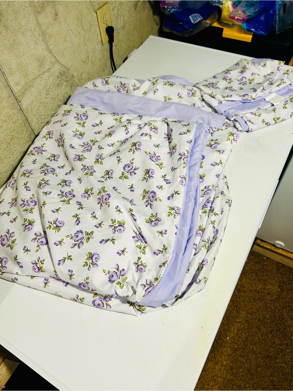Lavender Rose Floral Duvet Cover - Soft Lilac and White